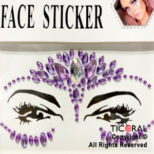 BRILLITOS AUTOADHESIVOS PARA ROSTRO FACE STICKER DECO LILA X 1 UNIDADES